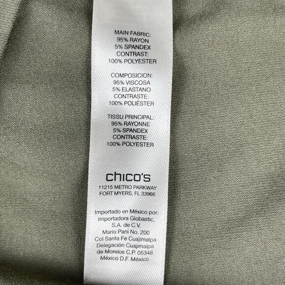 Chicos Collection Women’s Kylie Top 3/XL/16 Green Pocket 3/4 Sleeve Shirt - Picture 10 of 11